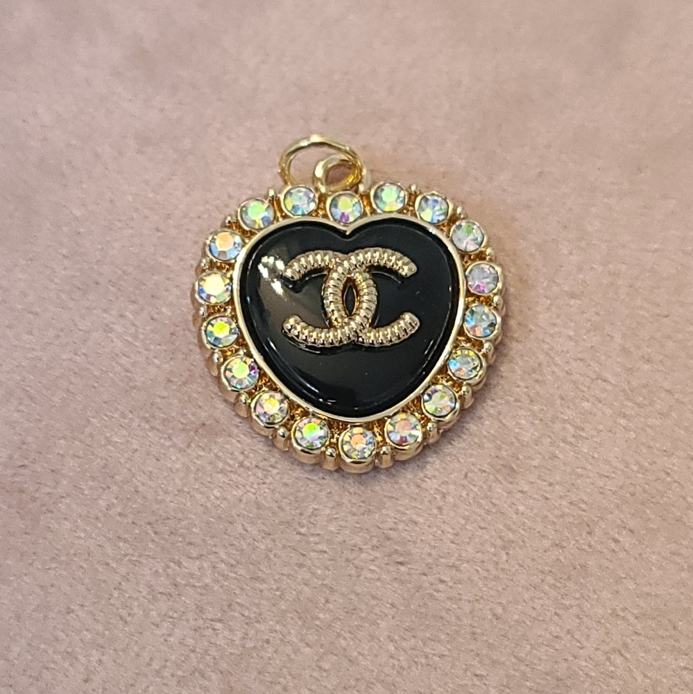 Chanel Black and Gold Heart Charm